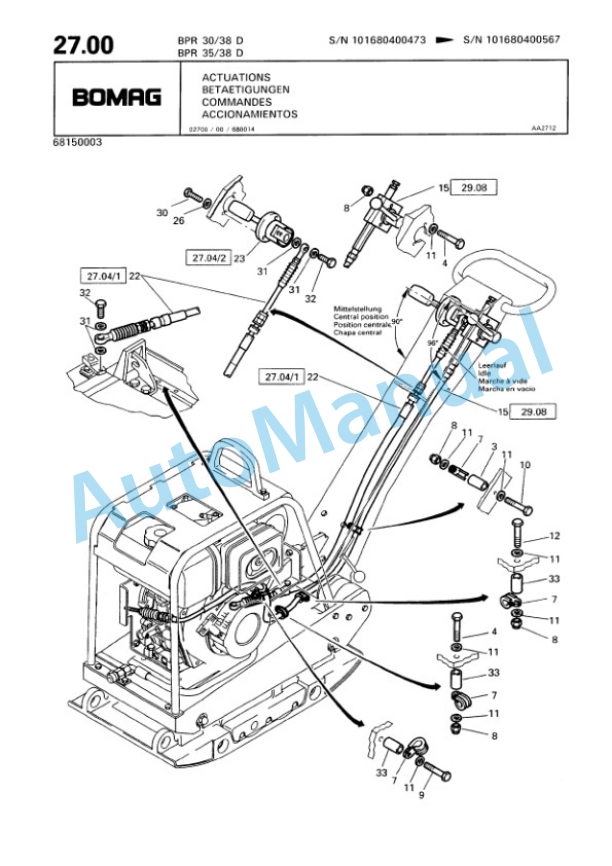 Bomag BPR 30-38 D, BPR 35-38 D Vibratory Plate Compactor Spare Parts Catalogue 00813503-2