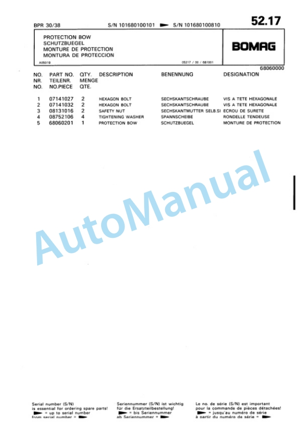 Bomag BPR 30-38 Vibratory Plate Compactor Spare Parts Catalogue 00813346-4