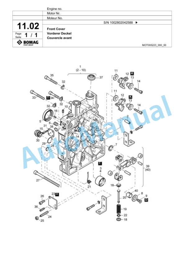 Bomag BPR 30-38D-3, BPR 35-38D-3 Vibratory Plate Compactor Spare Parts Catalogue 00817435-2