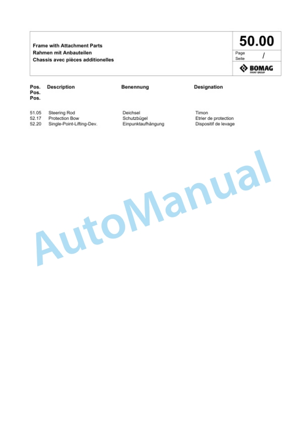 Bomag BPR 30-38D-3, BPR 35-38D-3 Vibratory Plate Compactor Spare Parts Catalogue 00817435-5