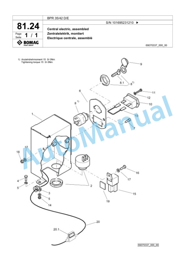 Bomag BPR 35-42 D-E Vibratory Plate Compactor Spare Parts Catalogue 00825807-5