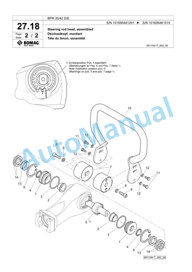 Bomag BPR 35-42 D-E Vibratory Plate Compactor Spare Parts Catalogue 00826515-2