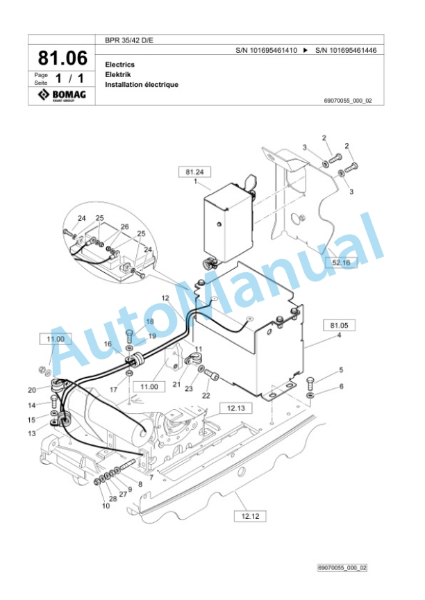 Bomag BPR 35-42 D-E Vibratory Plate Compactor Spare Parts Catalogue 00826515-4