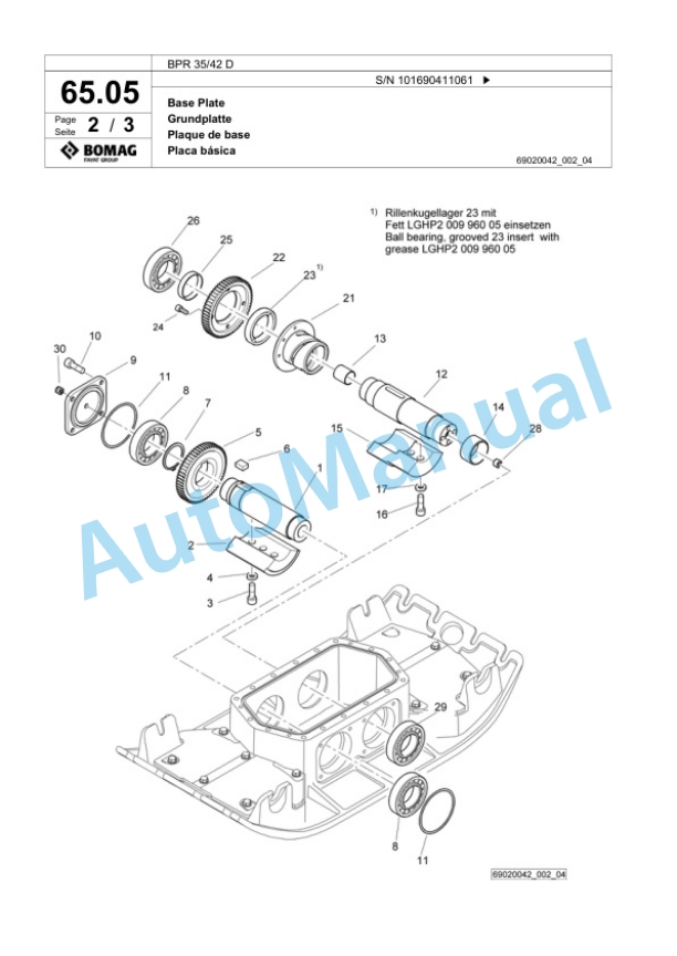 Bomag BPR 35-42 D Vibratory Plate Compactor Spare Parts Catalogue 00818085-4