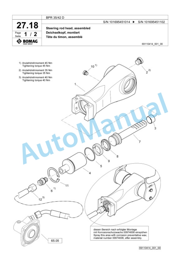 Bomag BPR 35-42 D Vibratory Plate Compactor Spare Parts Catalogue 00826513-2