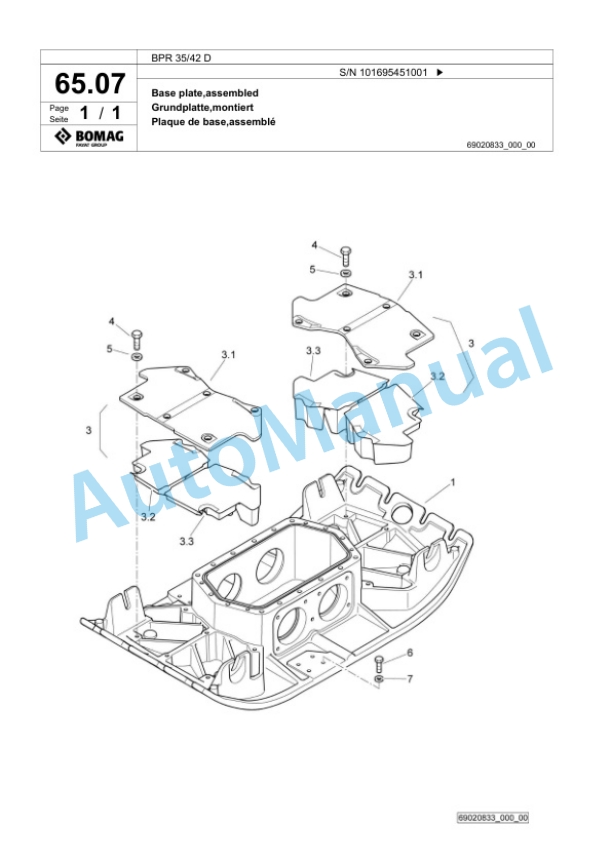 Bomag BPR 35-42 D Vibratory Plate Compactor Spare Parts Catalogue 00826513-4