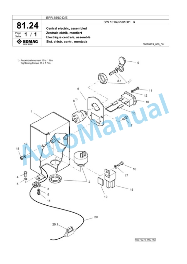 Bomag BPR 35-60 D-E Vibratory Plate Compactor Spare Parts Catalogue 00824319-5