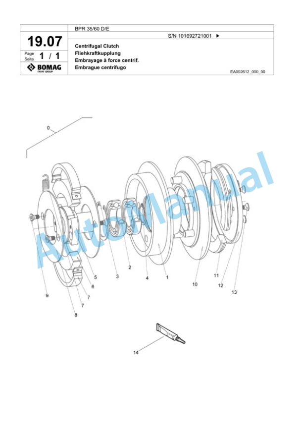 Bomag BPR 35-60 D-E Vibratory Plate Compactor Spare Parts Catalogue 00824373-2