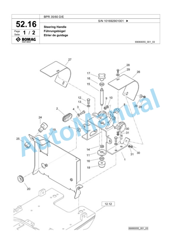 Bomag BPR 35-60 D-E Vibratory Plate Compactor Spare Parts Catalogue 00824773-2