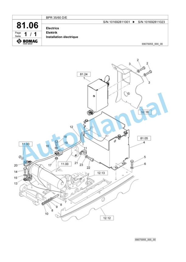 Bomag BPR 35-60 D-E Vibratory Plate Compactor Spare Parts Catalogue 00824793-4