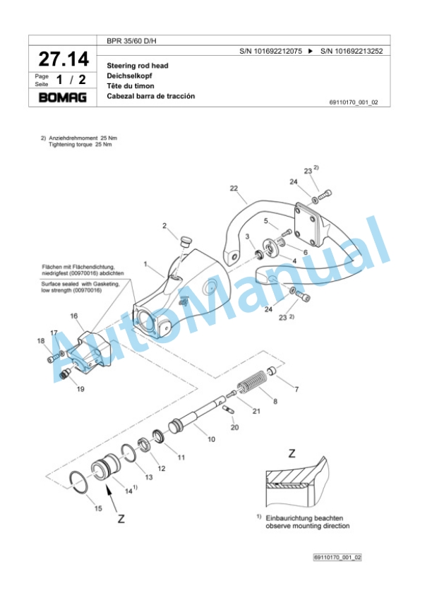 Bomag BPR 35-60 D-H Vibratory Plate Compactor Spare Parts Catalogue 00818761-2