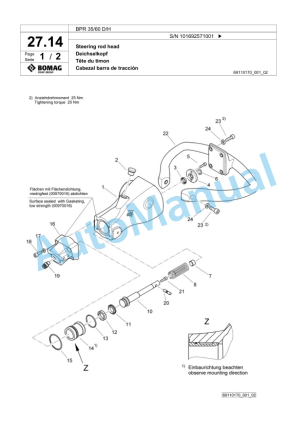 Bomag BPR 35-60 D-H Vibratory Plate Compactor Spare Parts Catalogue 00824317-2