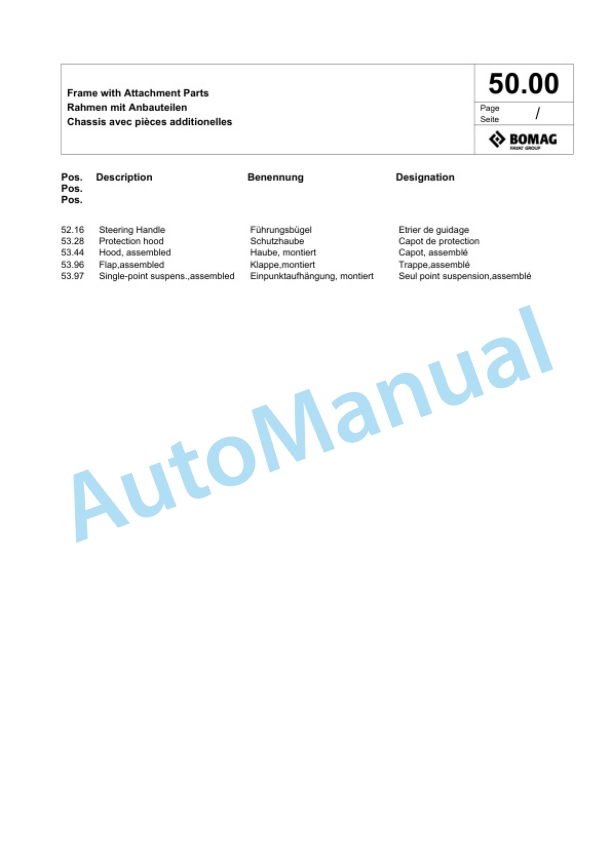 Bomag BPR 35-60 D-H Vibratory Plate Compactor Spare Parts Catalogue 00824769-2