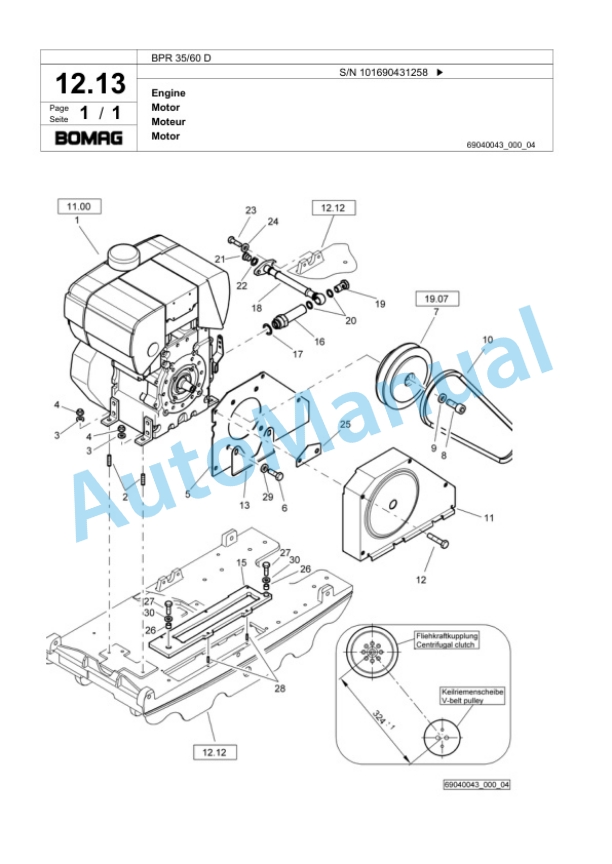 Bomag BPR 35-60 D Vibratory Plate Compactor Spare Parts Catalogue 00818089-2