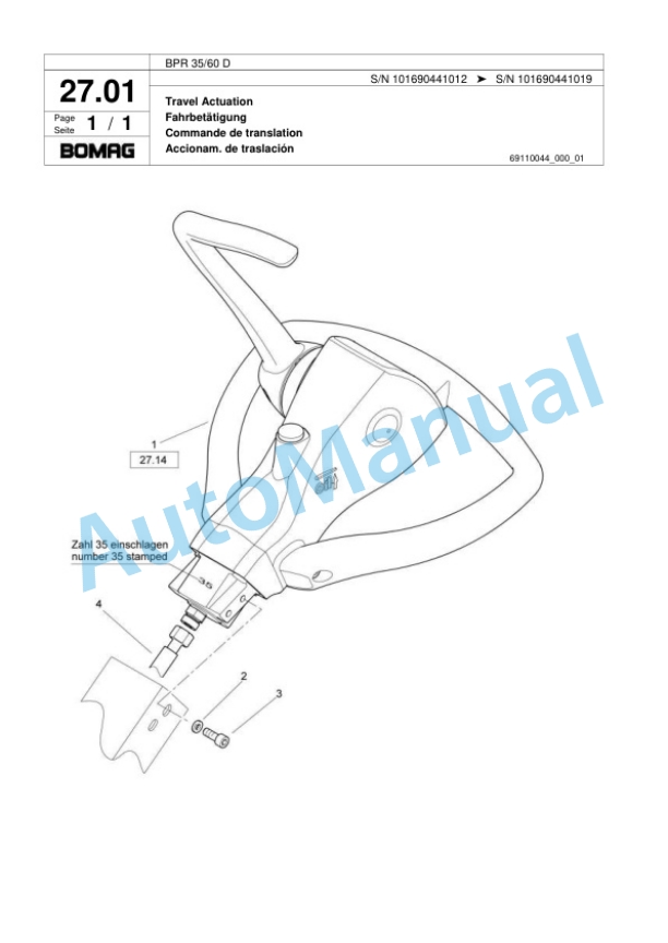 Bomag BPR 35-60 D Vibratory Plate Compactor Spare Parts Catalogue 00818091-2