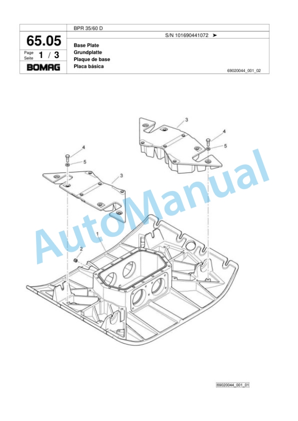 Bomag BPR 35-60 D Vibratory Plate Compactor Spare Parts Catalogue 00818091-3