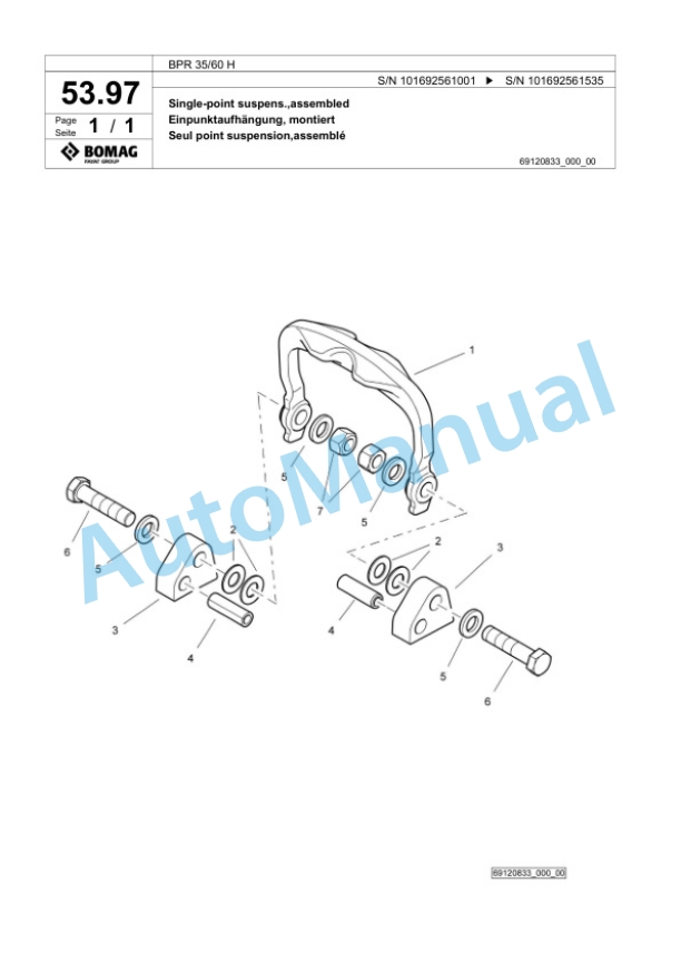 Bomag BPR 35-60 H Vibratory Plate Compactor Spare Parts Catalogue 00824315-2