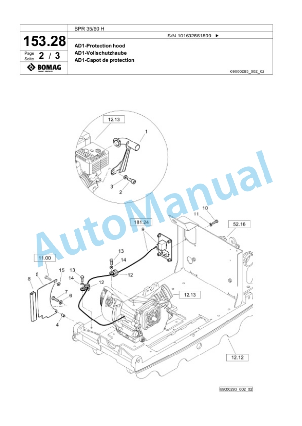 Bomag BPR 35-60 H Vibratory Plate Compactor Spare Parts Catalogue 00824315-4