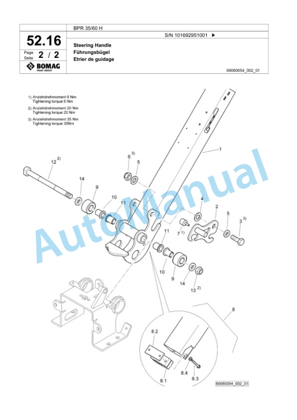 Bomag BPR 35-60 H Vibratory Plate Compactor Spare Parts Catalogue 00825521-2