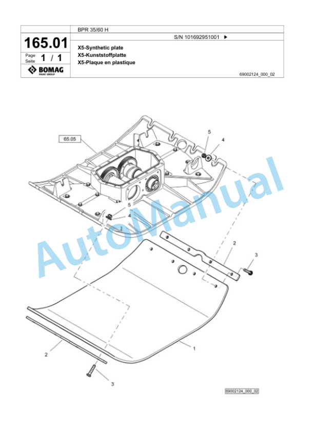 Bomag BPR 35-60 H Vibratory Plate Compactor Spare Parts Catalogue 00825521-5