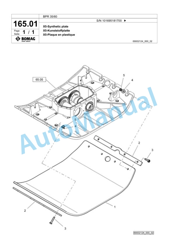 Bomag BPR 35-60 Vibratory Plate Compactor Spare Parts Catalogue 00825815-5