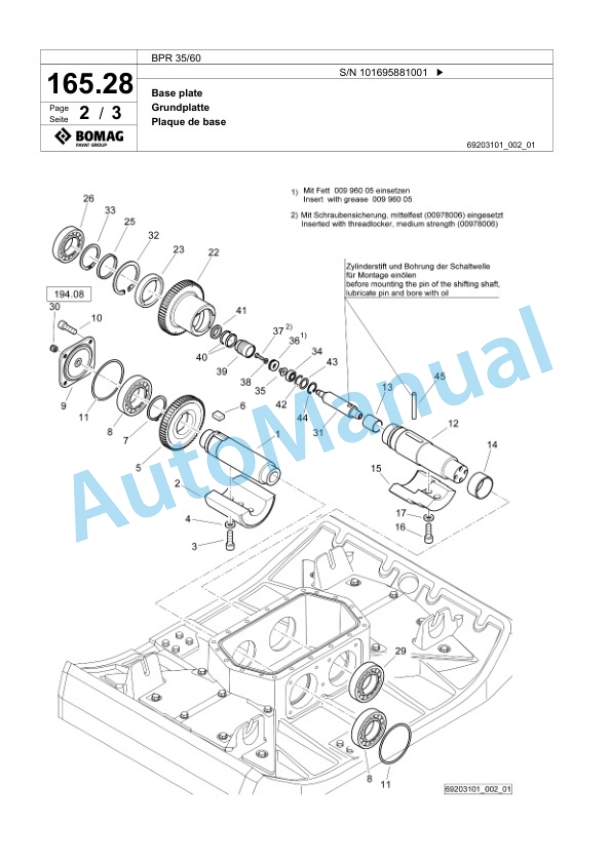 Bomag BPR 35-60 Vibratory Plate Compactor Spare Parts Catalogue 00827157-5