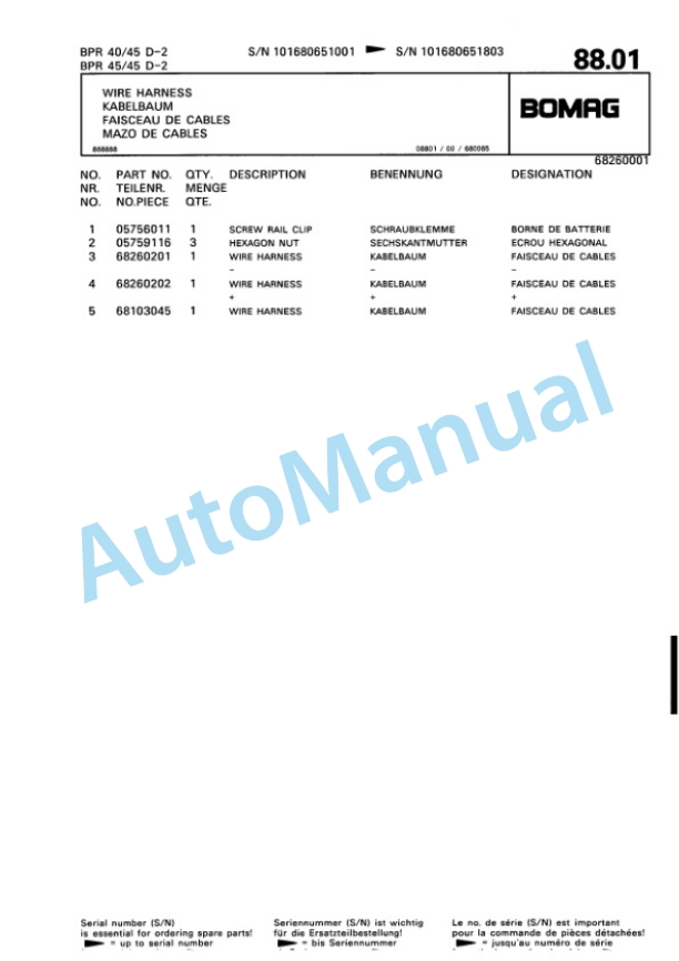 Bomag BPR 40-45 D-2, BPR 45-45 D-2 Vibratory Plate Compactor Spare Parts Catalogue 00810121-5