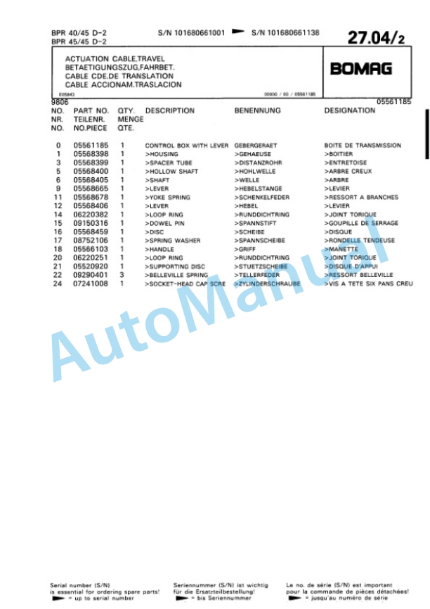 Bomag BPR 40-45 D-2, BPR 45-45 D-2 Vibratory Plate Compactor Spare Parts Catalogue 00817735-5