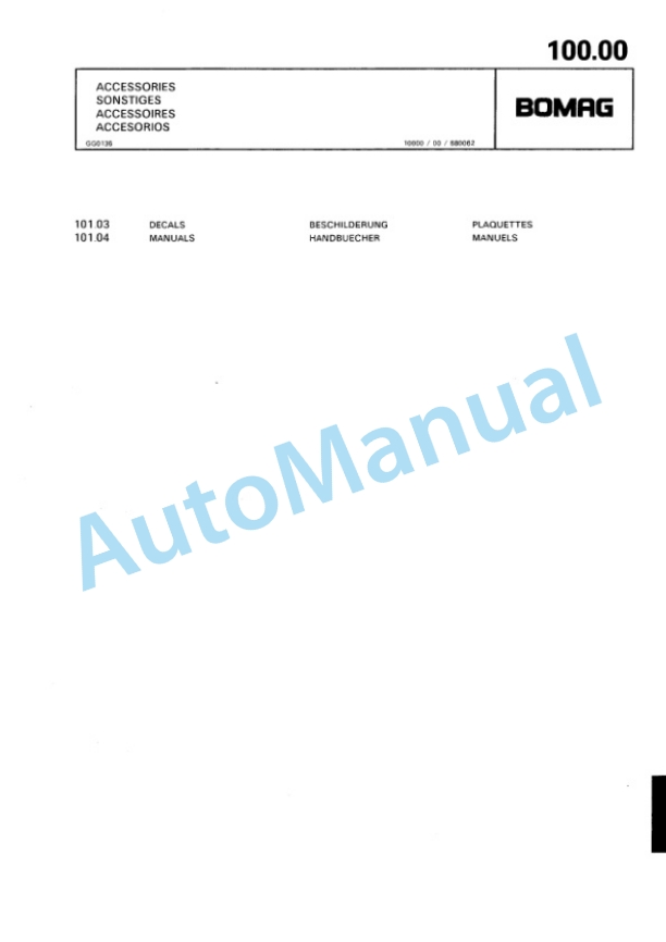 Bomag BPR 40-45 D, BPR 45-45 D Vibratory Plate Compactor Spare Parts Catalogue 00810215-4