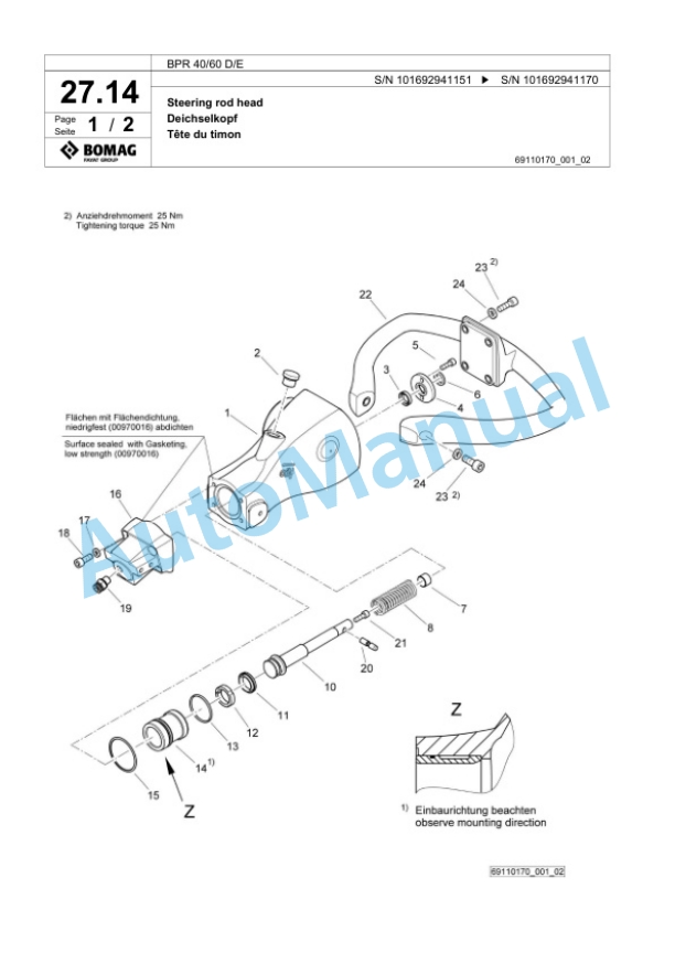 Bomag BPR 40-60 D-E Vibratory Plate Compactor Spare Parts Catalogue 00824897-2