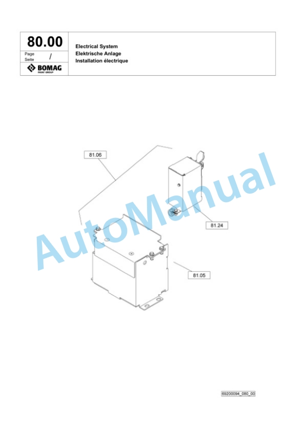 Bomag BPR 40-60 D-E Vibratory Plate Compactor Spare Parts Catalogue 00825811-4