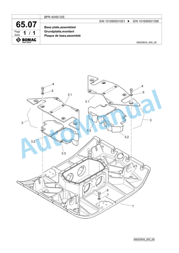 Bomag BPR 40-60 D-E Vibratory Plate Compactor Spare Parts Catalogue 00826523-4
