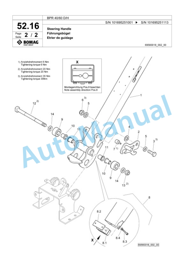 Bomag BPR 40-60 D-H Vibratory Plate Compactor Spare Parts Catalogue 00825809-3