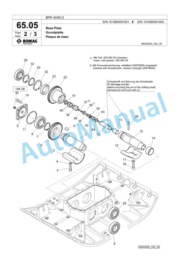 Bomag BPR 40-60 D Vibratory Plate Compactor Spare Parts Catalogue 00826521-4