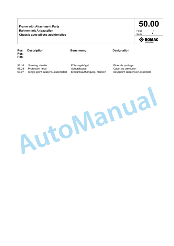 Bomag BPR 45-45 Vibratory Plate Compactor Spare Parts Catalogue 00826991-2