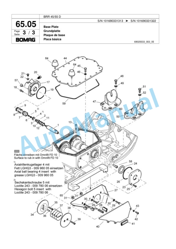 Bomag BPR 45-55 D Vibratory Plate Compactor Spare Parts Catalogue 00817903-4