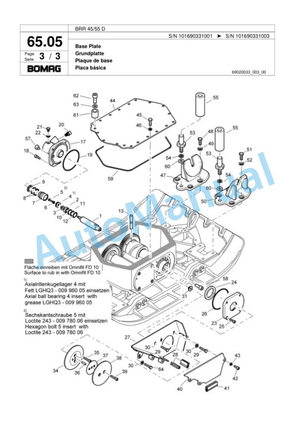 Bomag BPR 45-55 D Vibratory Plate Compactor Spare Parts Catalogue 00817903-5