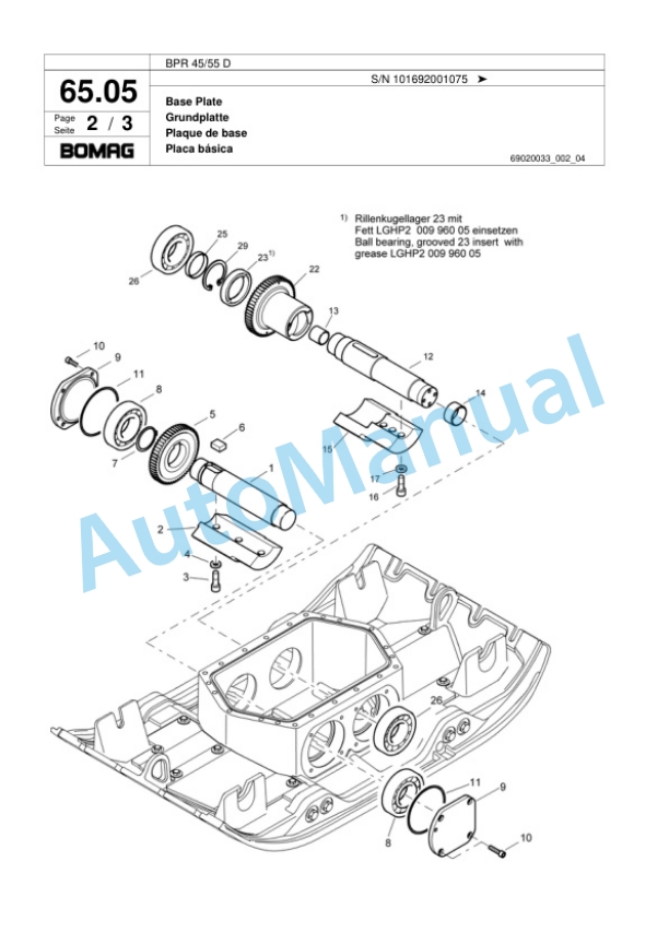 Bomag BPR 45-55 D Vibratory Plate Compactor Spare Parts Catalogue 00817975-4