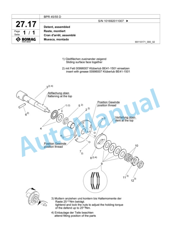 Bomag BPR 45-55 D Vibratory Plate Compactor Spare Parts Catalogue 00817977-2