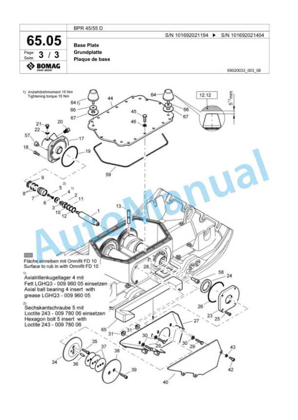 Bomag BPR 45-55 D Vibratory Plate Compactor Spare Parts Catalogue 00817979-4