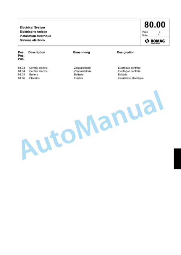 Bomag BPR 45-55 D Vibratory Plate Compactor Spare Parts Catalogue 00817981-4