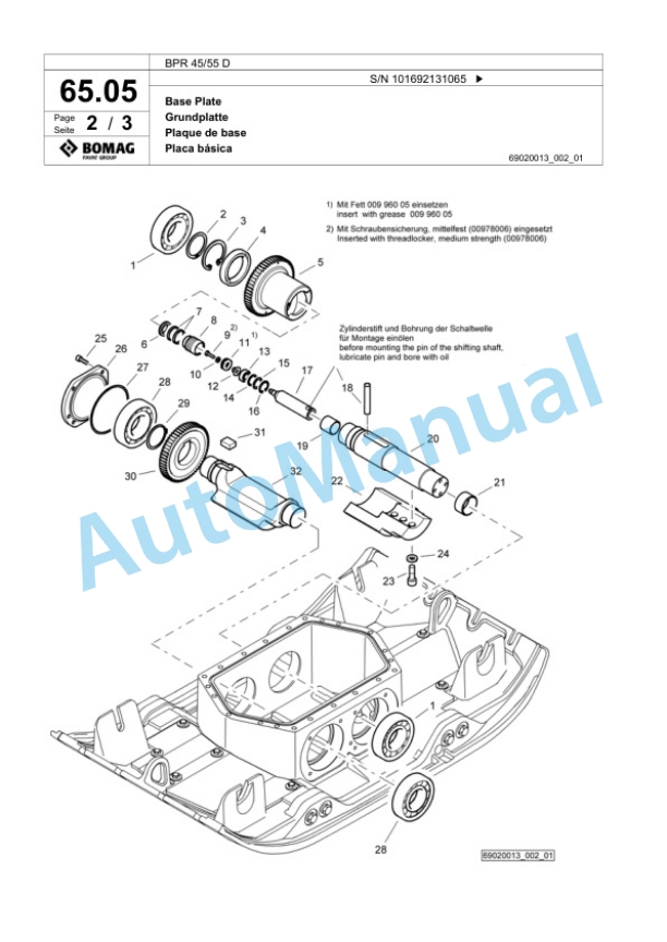 Bomag BPR 45-55 D Vibratory Plate Compactor Spare Parts Catalogue 00818491-4