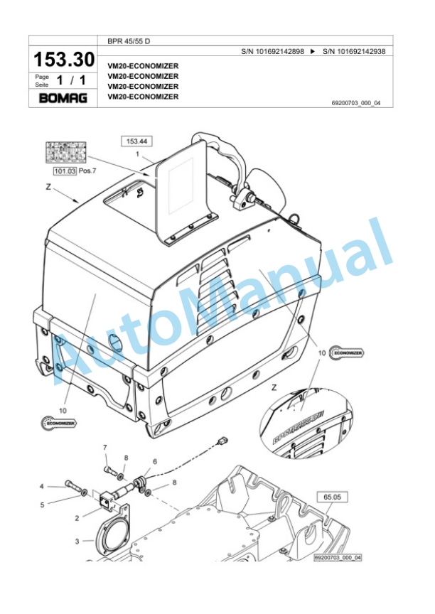Bomag BPR 45-55 D Vibratory Plate Compactor Spare Parts Catalogue 00818765-5