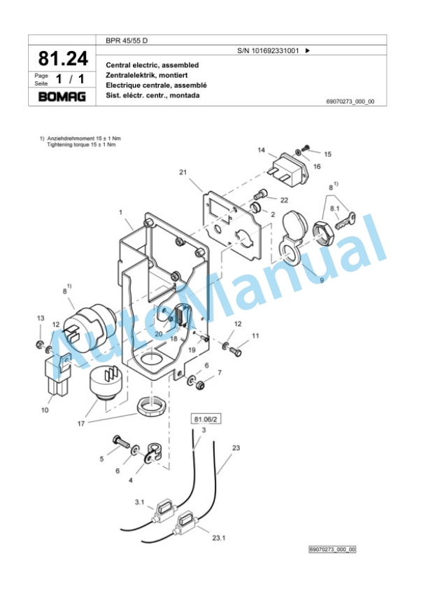 Bomag BPR 45-55 D Vibratory Plate Compactor Spare Parts Catalogue 00824247-5