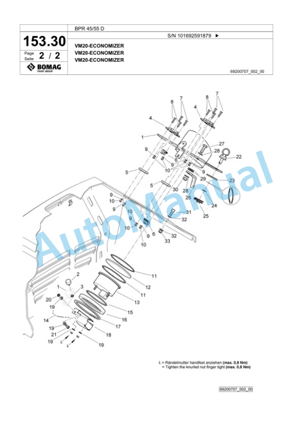 Bomag BPR 45-55 D Vibratory Plate Compactor Spare Parts Catalogue 00824321-5