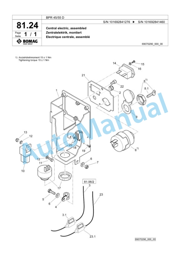 Bomag BPR 45-55 D Vibratory Plate Compactor Spare Parts Catalogue 00825007-4