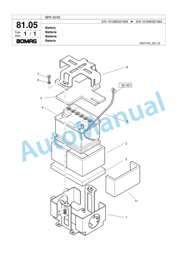 Bomag BPR 45-55 Vibratory Plate Compactor Spare Parts Catalogue 00817919-5