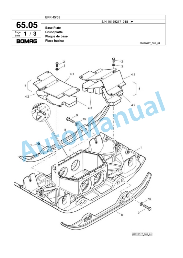 Bomag BPR 45-55 Vibratory Plate Compactor Spare Parts Catalogue 00818501-3