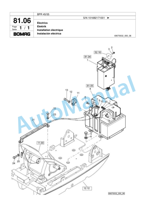 Bomag BPR 45-55 Vibratory Plate Compactor Spare Parts Catalogue 00818501-5
