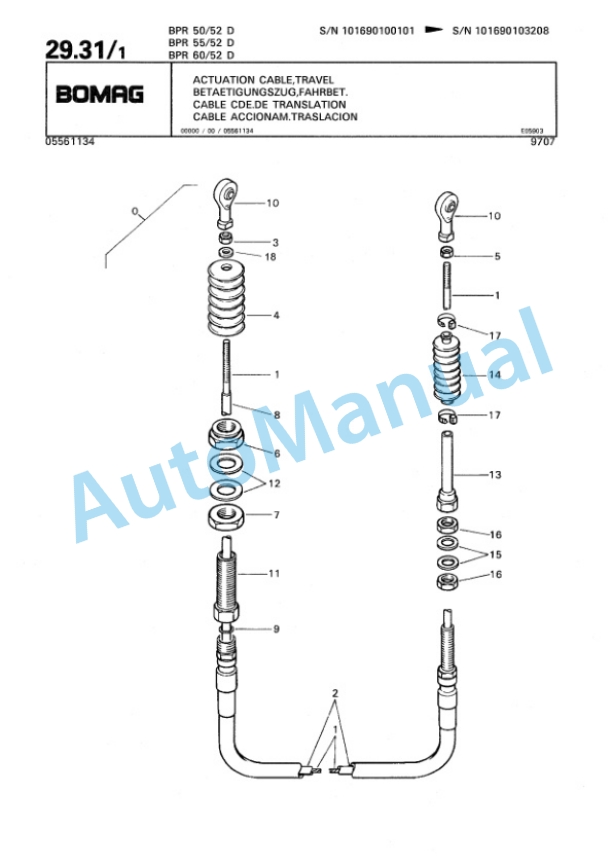 Bomag BPR 50-52 D, BPR 55-52 D, BPR 60-52 D Vibratory Plate Compactor Spare Parts Catalogue 00813405-3